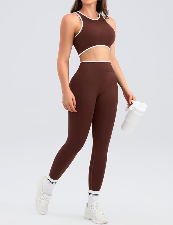 Women's 2-Piece Workout Set – Crop Tank Top & High-Waisted Scrunch Leggings