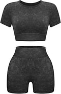 Women's 2-Piece Seamless Workout Set – Crop Top & High-Waisted Gym Shorts