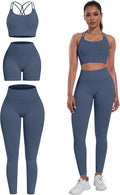 Women's 3-Piece Butt-Lifting Workout Set – Padded Criss-Cross Sports Bra, Leggings & Shorts