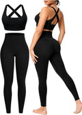 2-Piece Seamless Workout Set for Women – High-Waisted Leggings & Padded Sports Bra