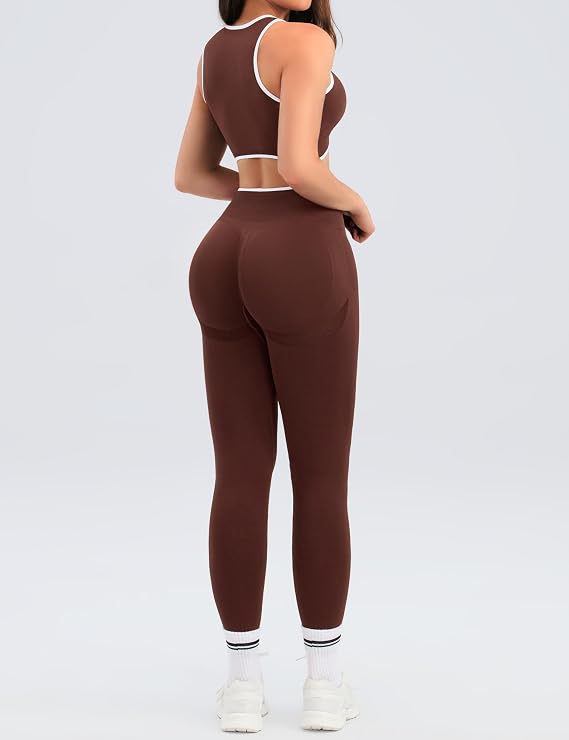 Women's 2-Piece Workout Set – Crop Tank Top & High-Waisted Scrunch Leggings