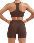 Women's 2-Piece Workout Set with Built-In Bra & High-Waisted Biker Shorts