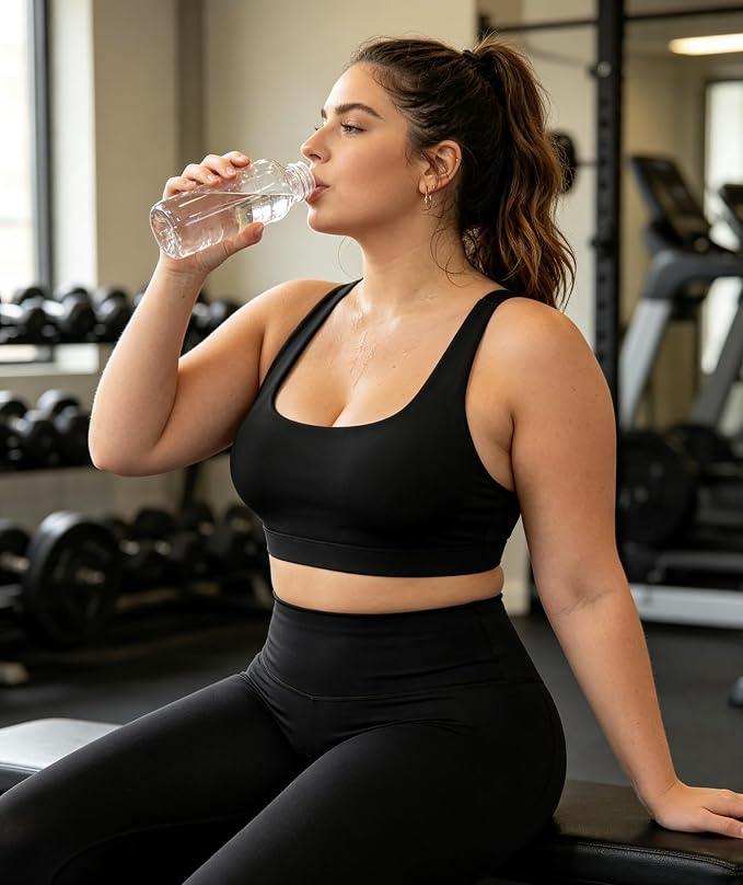 2-Piece Seamless Workout Set for Women – High-Waisted Leggings & Padded Sports Bra