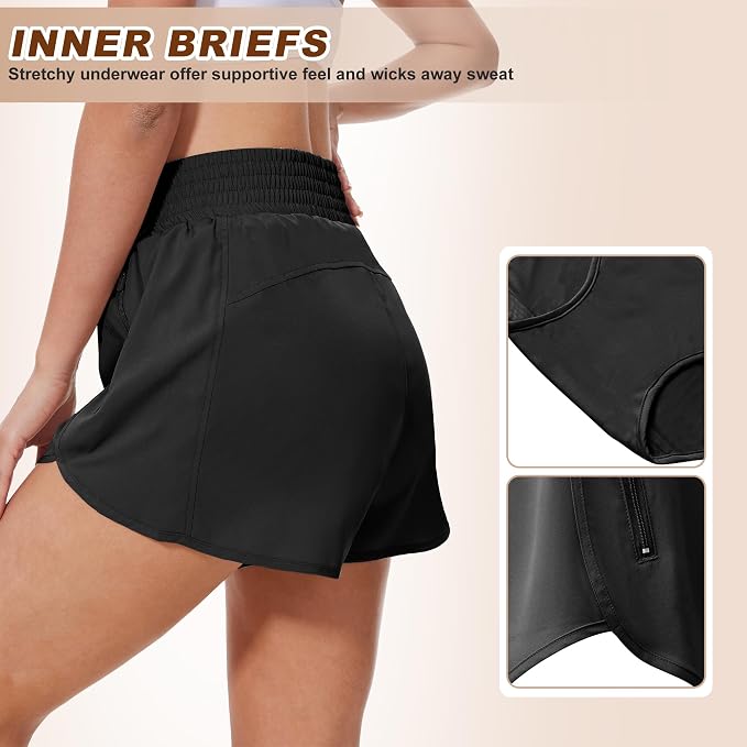 3-Pack Women's Athletic Shorts with Pockets – High-Waisted Running & Workout Shorts
