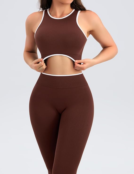 Women's 2-Piece Workout Set – Crop Tank Top & High-Waisted Scrunch Leggings