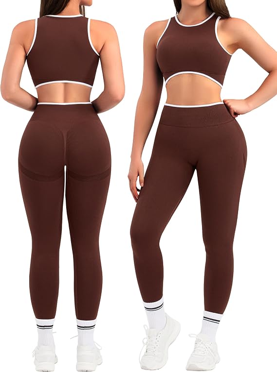 Women's 2-Piece Workout Set – Crop Tank Top & High-Waisted Scrunch Leggings